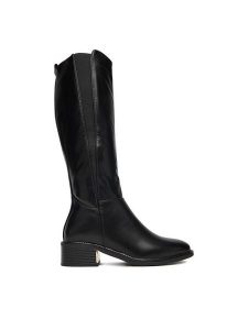 DeeZee Kozaki HX22099-5 Czarny. Czarne kozaki DeeZee, bez wzorów, z materiału, bez obcasa, na płaskiej podeszwie, bez zapięcia. Za 229,99 zł.