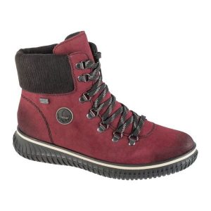 Buty Rieker Booties 74247-35 czerwone. Czerwone botki bez wzorów, z gumy, bez obcasa, bez zapięcia. Za 479,08 zł.