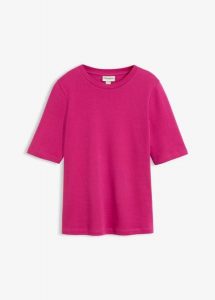 T-shirt z czystej bawełny organicznej. Czerwone t-shirty bonprix, bez wzorów, z bawełny, bez kołnierzyka, bez ramiączek. Za 47,99 zł.