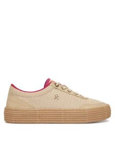 Tommy Hilfiger Espadryle Th Foxing Platform Rope FW0FW09173 Beżowy. Brązowe espadryle TOMMY HILFIGER, bez wzorów, z materiału, bez obcasa. Za 409,99 zł.