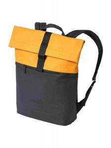Plecak rolowany z kieszenią na laptopa – Honey / Black Meatfly. Żółte plecaki Meatfly. Za 203,99 zł.