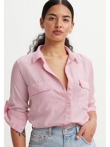 Levi's Bluzka w kolorze jasnoróżowym rozmiar: S. Różowe bluzki Levi's®, s, bez wzorów, z lyocellu, bez kołnierzyka, bez ramiączek. Za 144,58 zł.