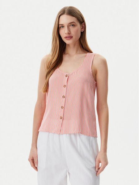 Vero Moda Top Bumpy 10325830 Czerwony Standard Fit. Czerwone topy Vero Moda, s, bez wzorów, z wiskozy, bez kołnierzyka, bez ramiączek. Za 98,99 zł.