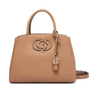 Torebka Guess. Brązowe kuferki Guess, z aplikacjami, bez dodatków. Za 634,99 zł.