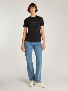 CALVIN KLEIN JEANS Koszulka w kolorze czarnym rozmiar: M. Czarne bluzki Calvin Klein Jeans, m, bez wzorów, z bawełny, bez kołnierzyka, bez ramiączek. Za 100,99 zł.