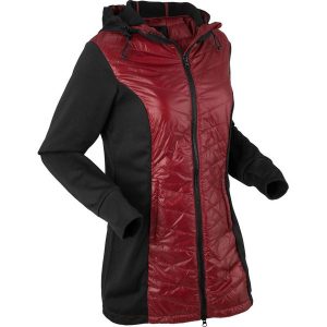 Lekka kurtka pikowana z wstawką z polaru bonprix czerwony kasztanowy. Czerwone kurtki bonprix, z polaru. Za 129,99 zł.