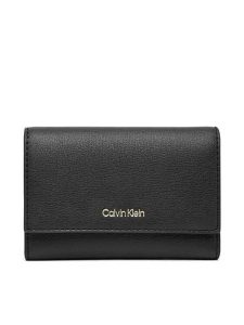 Calvin Klein Portfel Foil Logo Trifold W/ Zip Pocket LV04F1117G Czarny. Czarne portfele Calvin Klein, bez wzorów, ze skóry. Za 229,99 zł.