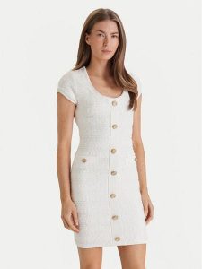 Marciano Guess Sukienka dzianinowa 6RGK48 5852Z Biały Regular Fit. Białe sukienki Marciano Guess, z aplikacjami, z dzianiny, bez kołnierzyka, bez ramiączek. Za 675,99 zł.