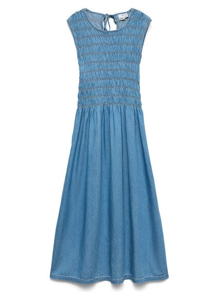 Vero Moda Sukienka jeansowa Nerina 10346564 Niebieski Regular Fit. Niebieskie kombinezony Vero Moda, xs, bez wzorów, z bawełny, bez kołnierzyka, bez ramiączek. Za 269,99 zł.