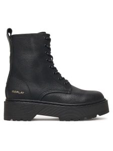 REPLAY Trapery Luisa GWL63 .000.C0086S Czarny. Czarne buty zimowe Replay, ze skóry, bez obcasa, bez zapięcia. Za 349,99 zł.