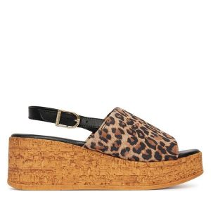 Sandały Tamaris. Brązowe sandały Tamaris, bez wzorów, bez obcasa, na koturnie, bez zapięcia. Za 359,99 zł.