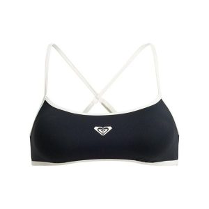 Stanik bikini typu bralette dla Kobiety THE RETRO ESSENTIALS Czarny. Szare bikini Roxy, bez wzorów, z elastanu. Za 149,99 zł.
