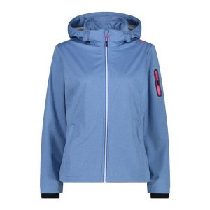 Damska kurtka turystyczna z kapturem CMP. Niebieskie kurtki CMP, bez wzorów, z softshellu, z kapturem. Za 356,00 zł.