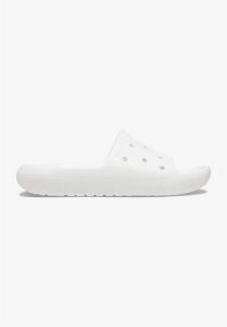 Klapki Dla Dorosłych Crocs Classic v2 Slide. Białe klapki Crocs, bez wzorów, z materiału, bez obcasa. Za 111,99 zł.