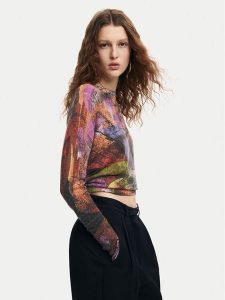 Desigual Sweter Camo Petals 24WWJF75 Kolorowy Regular Fit. Zielone swetry klasyczne Desigual, l, z syntetyku, bez kołnierzyka. Za 269,99 zł.