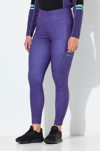 Damskie Legginsy sportowe w panterkę szybkoschnące elastyczny pas. Fioletowe legginsy Ulla Popken, bez wzorów, z elastanu. Za 239,99 zł.