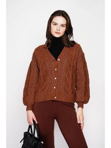 C& Jo Kardigan w kolorze jasnobrązowym rozmiar: 34. Brązowe kardigany C& Jo, ze splotem. Za 152,99 zł.