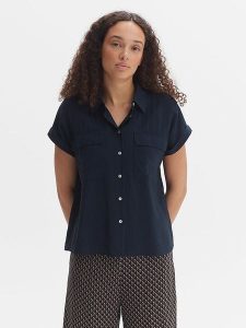 OPUS Koszula "Fitara" w kolorze granatowym rozmiar: 38. Niebieskie koszule Opus, bez wzorów, bez kołnierzyka, bez ramiączek. Za 129,95 zł.