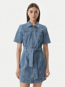 Calvin Klein Jeans Sukienka jeansowa LV047G738G Niebieski Slim Fit. Niebieskie kombinezony Calvin Klein Jeans, l, bez wzorów, z bawełny, bez kołnierzyka, bez ramiączek. Za 409,99 zł.