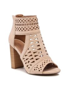 DeeZee Sandały WS2011-02 Beżowy. Brązowe sandały DeeZee, bez wzorów, z materiału, bez obcasa, na słupku, bez zapięcia. Za 159,99 zł.