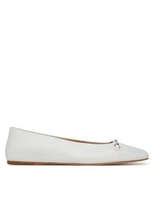 MICHAEL Michael Kors Baleriny Lena 40S5LEFP1L Biały. Białe balerinki MICHAEL Michael Kors, bez wzorów, ze lnu, bez obcasa, bez zapięcia. Za 419,99 zł.