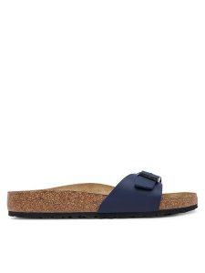 Birkenstock Klapki Madrid Bf 1015155 Niebieski. Niebieskie klapki Birkenstock, bez wzorów, ze skóry, bez obcasa. Za 309,99 zł.