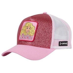 Czapka z daszkiem Capslab Barbie Glitter Trucker Pink/White - CL/BA1/2/CT/BA18. Czerwone czapki CapsLab, bez wzorów, sportowe. Za 109,00 zł.