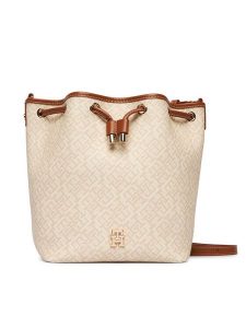 Tommy Hilfiger Torebka Th Monoplay Bucket Le AW0AW18847 Beżowy. Brązowe torebki klasyczne TOMMY HILFIGER, bez wzorów, ze skóry, bez dodatków. Za 699,99 zł.