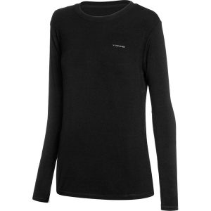 Koszulka longsleeve damska Viking Teres z przędzy bambusowej i wełny Merino. Czarne bluzki Viking, m, bez wzorów, z wełny, sportowe, bez kołnierzyka, bez ramiączek. W wyprzedaży za 149,99 zł.