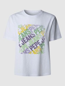 Pepe Jeans Koszulka "Amelia" w kolorze białym rozmiar: L. Białe bluzki Pepe Jeans, l, bez wzorów, z bawełny, bez kołnierzyka, bez ramiączek. Za 109,78 zł.