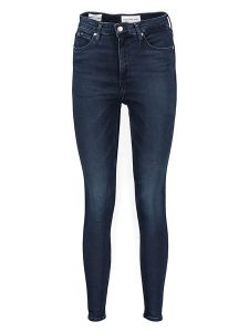 Calvin Klein Dżinsy - Skinny fit - w kolorze granatowym rozmiar: W26. Niebieskie jeansy Calvin Klein, z aplikacjami, ze skóry, z podwyższonym stanem. Za 314,95 zł.