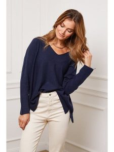 Joséfine Sweter "Erjine" w kolorze granatowym rozmiar: XL. Niebieskie swetry oversize Joséfine, xl, bez wzorów, z kaszmiru, bez ramiączek. Za 171,28 zł.