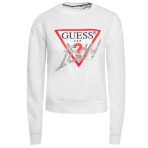 Damska Bluza Guess Biała z Kryształkami ICON. Białe bluzy Guess, z aplikacjami, bez kaptura. Za 340,99 zł.