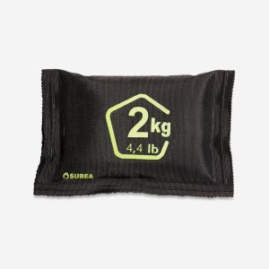 Balast śrutowy ołowiany 2 kg do nurkowania. Czarne kombinezony DECATHLON, l, bez wzorów, z materiału, klasyczne, bez kołnierzyka, bez ramiączek. Za 99,99 zł.