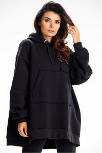 Bluza damska oversize z kapturem bawełna premium czarna. Czarne bluzy Infinite You, l, z aplikacjami, z bawełny, z kapturem. Za 299,00 zł.
