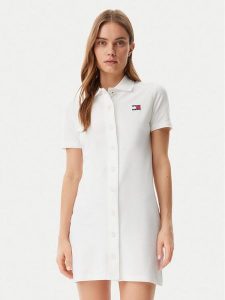 Tommy Jeans Sukienka codzienna Badge DW0DW20302 Écru Regular Fit. Kombinezony Tommy Jeans, xxs, bez wzorów, z bawełny, bez kołnierzyka, bez ramiączek. Za 209,99 zł.