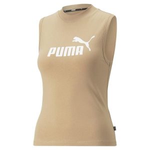 Koszulka Kobieta Puma Ess Slim Logo beżowy. Brązowe bluzki Puma, l, bez wzorów, sportowe, bez kołnierzyka, bez ramiączek. Za 97,70 zł.