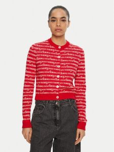 Tommy Jeans Kardigan DW0DW19340 Czerwony Slim Fit. Czerwone kardigany Tommy Jeans, z bawełny. Za 349,99 zł.