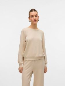 Vero Moda Bluza w kolorze beżowym rozmiar: XS. Brązowe bluzy Vero Moda, xs, bez wzorów, bez kaptura. Za 57,20 zł.