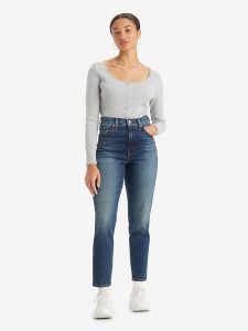 Levi's Dżinsy - Mom fit - w kolorze granatowym rozmiar: W30/L29. Niebieskie jeansy Levi's®, z aplikacjami, z podwyższonym stanem. Za 154,07 zł.