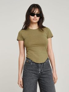 G-Star Koszulka w kolorze khaki rozmiar: XL. Brązowe bluzki G-Star, xl, bez wzorów, z bawełny, retro, bez kołnierzyka, bez ramiączek. Za 105,38 zł.