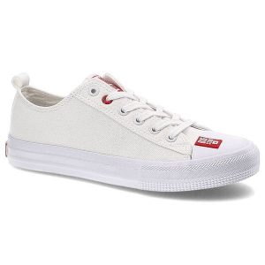 Białe Trampki Big Star Modne Buty Damskie Półbuty. Białe półbuty Big Star, bez wzorów, z materiału, bez obcasa, na płaskiej podeszwie, bez zapięcia. Za 85,00 zł.