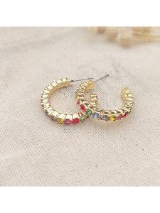 Atelier MIU Pozłacane kolczyki-półkreole z cyrkoniami rozmiar: onesize. Żółte kolczyki Atelier MIU, z cyrkonią, pozłacane. Za 34,99 zł.