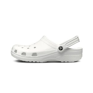 Japonki Crocs Classic, Dla obu płci. Białe klapki Crocs, bez wzorów, z materiału, bez obcasa. Za 294,00 zł.