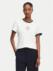 Tommy Hilfiger T-Shirt Th Roundal WW0WW50032 Biały Regular Fit. Białe t-shirty TOMMY HILFIGER, s, bez wzorów, z bawełny, bez kołnierzyka, bez ramiączek. Za 249,99 zł.