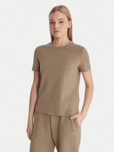 Guess T-Shirt V6RI07 J1314 Beżowy Regular Fit. Brązowe t-shirty Guess, xxs, z aplikacjami, z bawełny, bez kołnierzyka, bez ramiączek. Za 159,99 zł.