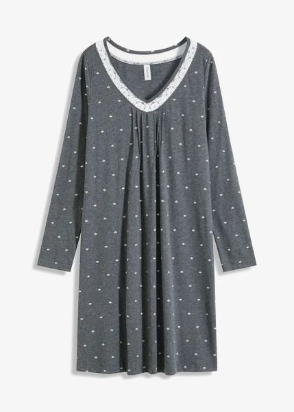 Koszula nocna. Szare koszule nocne bonprix, bez wzorów, bez ramiączek. Za 59,99 zł.