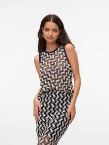 Vero Moda Top w kolorze granatowym rozmiar: S. Niebieskie topy Vero Moda, s, bez wzorów, z materiału, bez kołnierzyka, bez ramiączek. Za 43,99 zł.