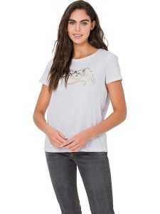 Heine Koszulka w kolorze kremowym rozmiar: 42. Brązowe bluzki Heine, bez wzorów, z bawełny, bez kołnierzyka, bez ramiączek. Za 34,99 zł.