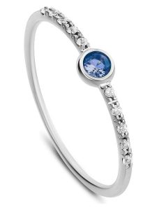 DIA DIAMONDS Srebrny pierścionek z diamentami i szafirem rozmiar: 52. Niebieskie pierścionki DIA DIAMONDS, z diamentem, srebrne. Za 215,21 zł.